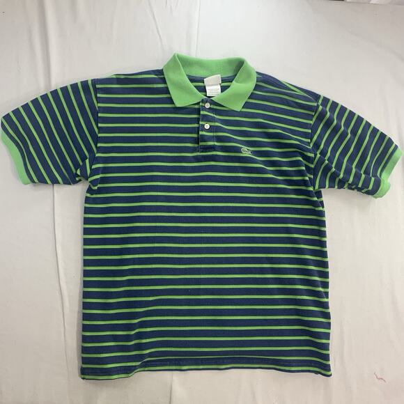 Lacoste Short Sleeve Polo Shirt Striped Green Crocodile Logo Mens Size 2XL 7 - Picture 1 of 6